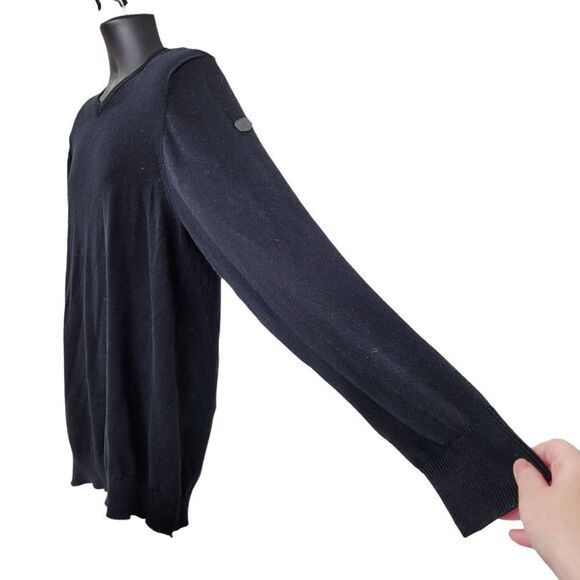 2/$20 Point Zero Black V-Neck Sweater Top 100% Cotton Size: Large - Picture 4 of 7